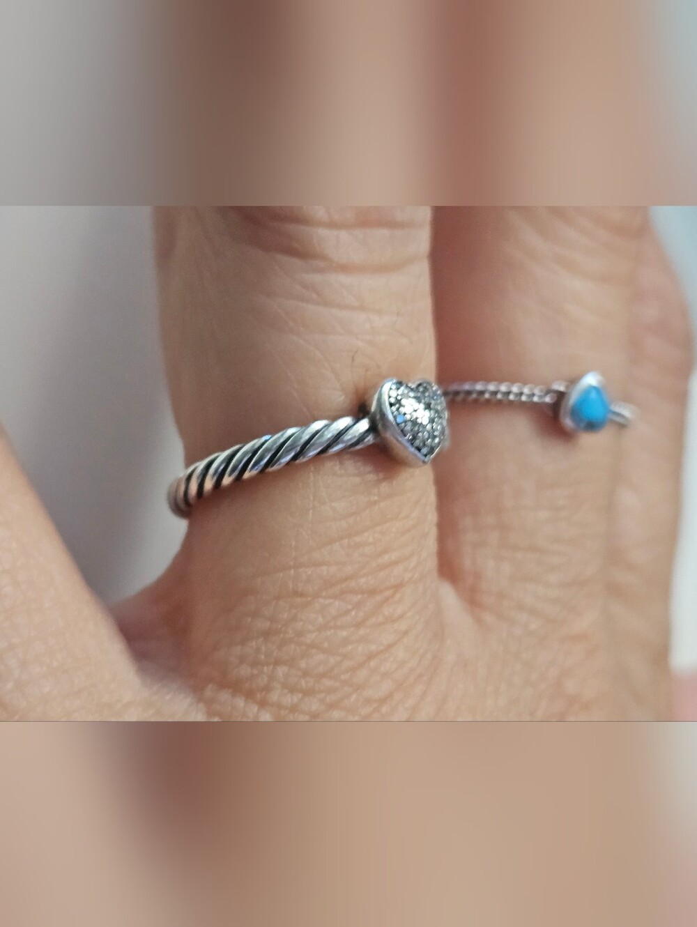 David Yurman Cable Collectibles Diamond Heart Pavé Sterling Silver Ring Size 6✨️ - Picture 10 of 15